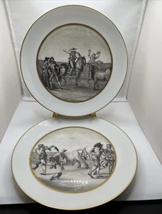SET OF 2 - 8" Plates L Mangin Bidasoa Spanish Bullfighter Bull Toreador Spain - Picture 1 of 8