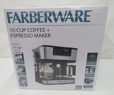 Farberware Dual Brew 10-Cup Coffee & Espresso Maker, Touchscreen, Silver - Image 1 of 4