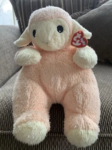 1999 Ty Baby Lamybaby Plush Stuffed Lamb Rattle 12" TYLON w/ heart tag - Picture 1 of 12