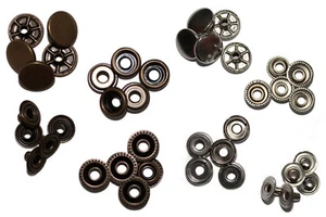 Sparpaket - 50 Druckknöpfe 15mm - Auto, Sport, Camping - Altmessing oder Nickel - Bild 1 von 3