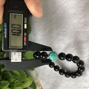 Natural Crystal Round Bead Obsidian Turquoise Retractable Gemstone Bracelet 23g.