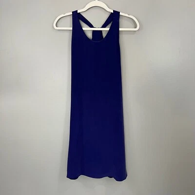 Vestido Cynthia Rowley 100% Seda Sin Mangas Azul Nudo Corredor Espalda Cambio Talla 12 Foto 1 de 4