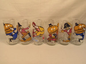Six Vintage 1977 McDonald's Glasses Big Mac Mayor McCheese Crook Ronald - Picture 1 of 6