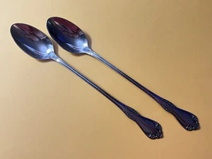 2 Wm A. Rogers Oneida MANSFIELD Iced Tea Spoons ~ Stainless Silverware Flatware - Picture 1 of 11
