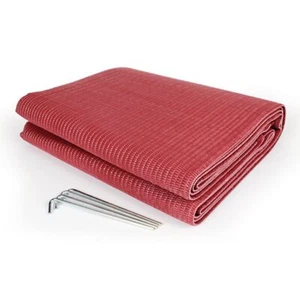 Dark Red 6 x 9 ft RV Mat Reversible Rug with Stakes Foldable Outdoor Patio Deck - Picture 1 of 3
