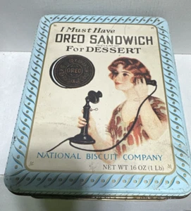 I Must Have Oreo Sandwich For Dessert Cookie Tin 1986 Vintage 1918 Replica - Picture 1 of 9