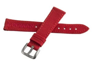 LOCMAN Men's 20MM x 16mm Red Fabric Silver Buckle Band - Picture 1 of 3