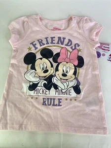Disney Minnie Mickey Mouse Friends Rule Short Sleeve T-Shirt Top Girls Size 6 - Picture 1 of 5