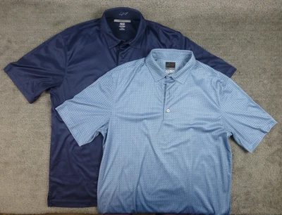 LOTE DE 2 Camisa de Golf Greg Norman Mediana ML75 Absorbente de Humedad Geométrica AOP Azul Foto 1 de 4