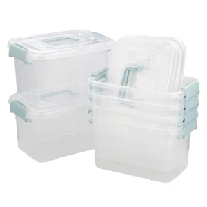 6 Quart Clear Latching Storage Bin, Plastic Storage Box with Handle, Set of 6 - Picture 1 of 1