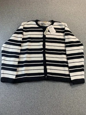 Suéter tejido manga larga a rayas blanco y negro pequeño S Talbots para mujer nuevo con etiquetas Foto 1 de 4