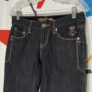 Vintage Ed Hardy Jeans Christian Audigier Low Rise Bootcut verziert 28x34 - Bild 1 von 14