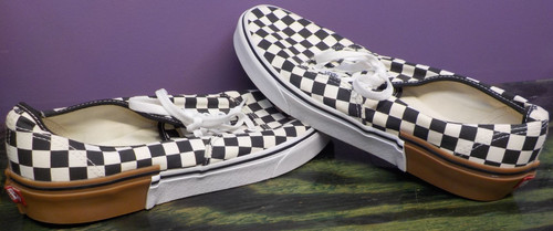 VANS Autentica Scacchiera Bianco e Nero Mezzo Tacco Suola Gomma Uomo Tg 13 RARA