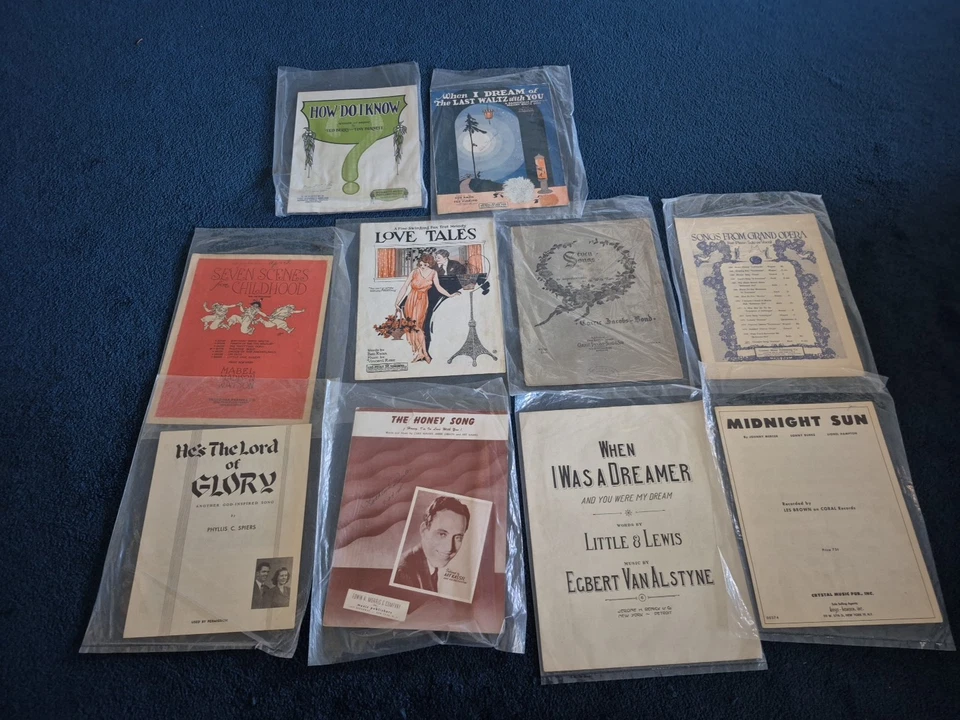 复古古董乐谱大量浪漫爱情战争歌曲品种 — 第 1/4 张图片