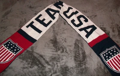 Cachecol Team USA Olympic Team vermelho branco e azul inverno malha estádio - Imagem 1 de 4