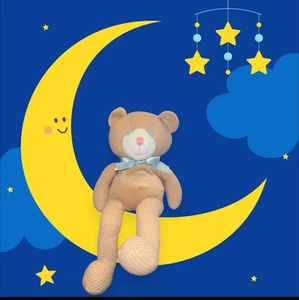 HTF Arominals Teddy Bear Thermal Knit Waffle Bean Bag Hypoallergenic Plush Bow - Picture 1 of 5