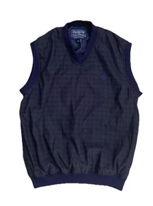 ProQuip Windshield Golf Vest Men’s Medium Navy Blue Plaid - Picture 1 of 6
