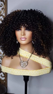  New Long Curly Afro Style Lace Front Wig 1B30 Black Highlights Womens Hair Wigs - Image 1 of 4