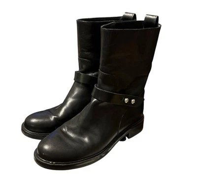 Botas femininas rag and bone Moto Slayton 38 UE/7.5-8 EUA fivela de alça de couro preto - Imagem 1 de 4