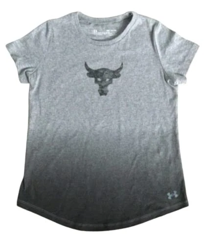 Under Armour Girls HeatGear Project Rock Graphic Tee Shirt Small Gray 1357407... - Image 1 of 1