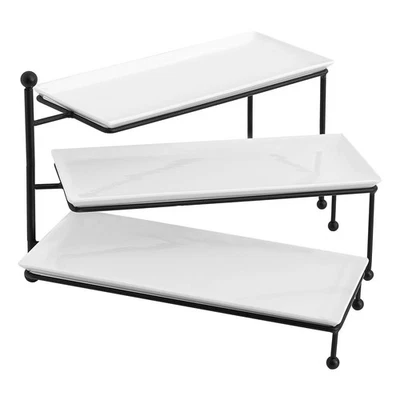 3 Tiered Serving Stand - White Porcelain Platters, 14.5" x 6" Tier Serving Tr... - Image 1 of 4