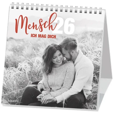 KAWOHL Mensch, ich mag dich 2026 | Schwarz-Weiss-Postkarten-Kalender | Kalender | 13 S.
