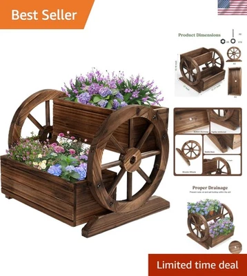 Durable Fir Wood Garden Cart Planter Box - Mobility for Indoor & Outdoor Display - Image 1 of 4