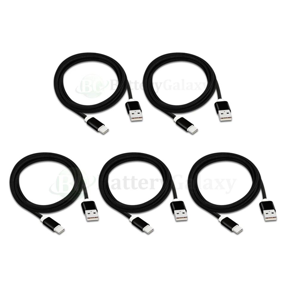 5X USB Type C 6' Braided Charger Cable Cord for Phone ZTE Axon 7 Mini/Grand X/X3 - Image 1 of 4