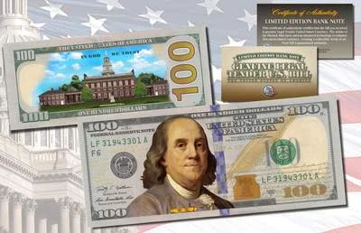 *MUST SEE* Genuine Legal Tender COLORIZED 2-Sided NEW $100 One-Hundred U.S Bill - Image 1 of 2