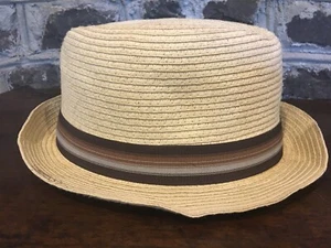 LIDS fedora paper straw Hat Size LG/XL tan w/ Brown  - Picture 1 of 7