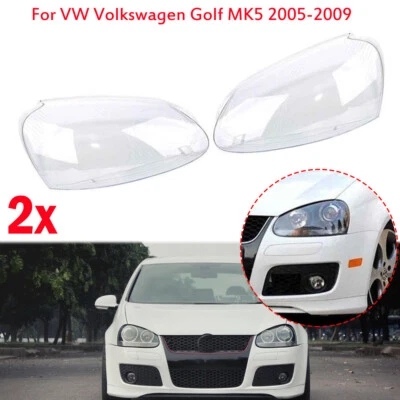 Front Headlight Lens Cover Cap For 2005-2009 VW Volkswagen Golf5 MK5 Left Right Foto 1 de 4
