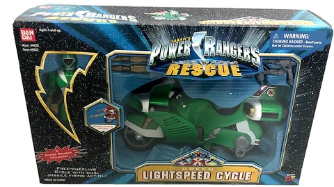 Green Lightspeed Cycle Saban's Power Rangers Rescue 1999 Bandai NIB RARE Free SH Cover