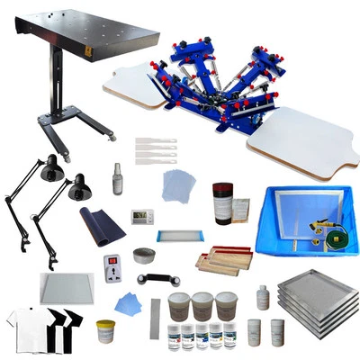 4 Color 2 Station Screen Printing Kit T-shirt Printing Machine Printer Materials - Image 1 of 4
