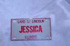 Land of Lincoln Illinois Plastic Mini License Plate Jessica Red on White