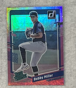 2023 Panini Donruss Baseball Bobby Miller Rated Prospect RC Pink Foil LA Dodgers