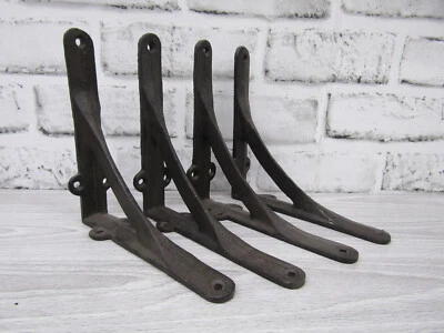 Set of 4 Sm New 6" Cast Iron Shelf Brackets Antique Style Rustic Ironbridge Arch - Image 1 of 4