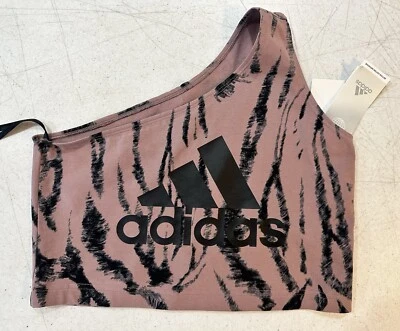 阿迪达斯女式露肩斜作物上衣背心衬衫全新带标签 (M) — 第 1/4 张图片