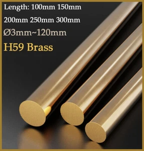 H59 Brass Round Solid Bar Rod Metal Modelmaking Multi-Size Options Ø3mm~Ø120mm - Picture 1 of 139