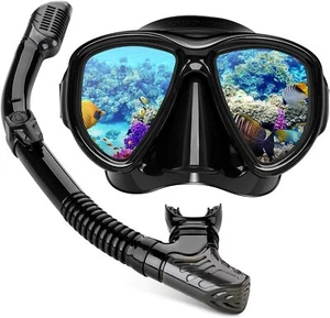 Kids Snorkel Set - Dry Top Snorkel Mask with Big Eyes for Childs, Boys, Girls - Picture 1 of 7