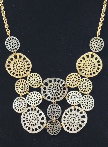 VETEMENTS Collana bavaglino tono oro e argento bigiotteria costume regolabile da 20" a 23"