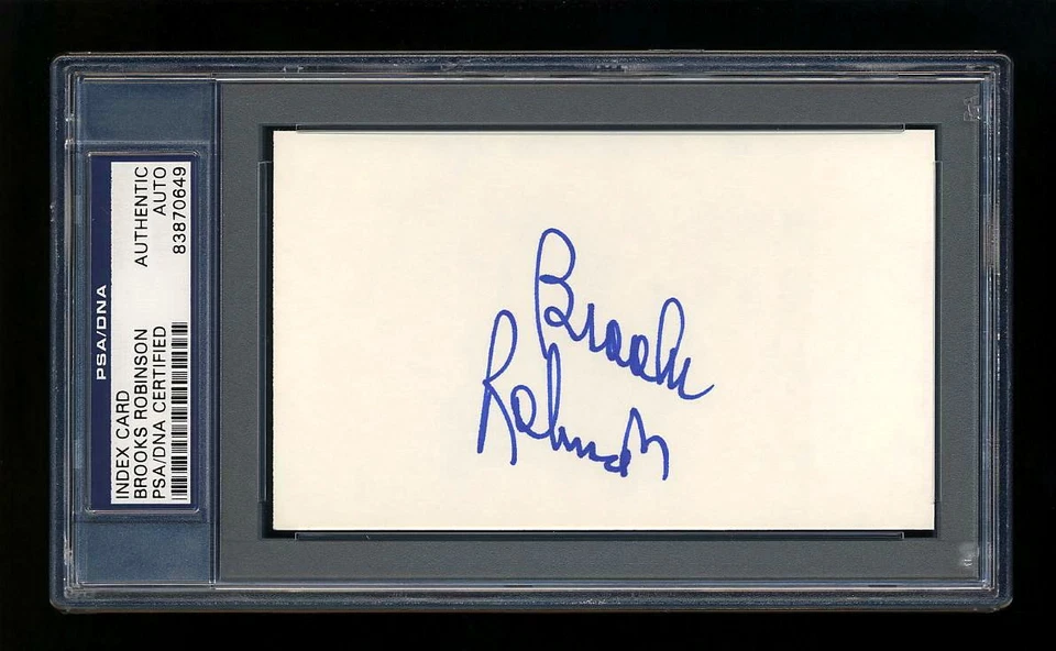BROOKS ROBINSON SIGNED INDEX CARD MINT PSA/DNA AUTOGRAPHED HOF BALTIMORE ORIOLES - Image 1 of 1
