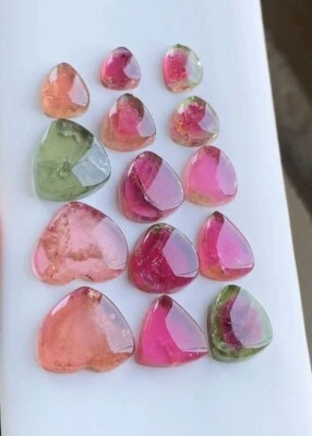 38-Cts Natural Pink Color Tourmaline Rosecut Faceted 7.1mm To 13.2mm Long - Image 1 of 4