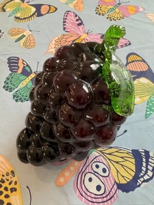 Murano Style Hand Blown Art Glass Purple Grapes - Picture 1 of 2