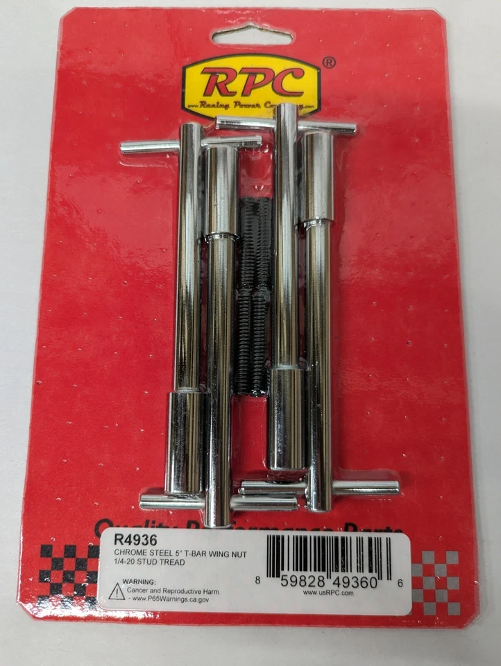 Racing Power Co Chrome Wing Nuts Stud Valve Cover Fastener 4 Pc P/N R4936 - Image 1 of 1