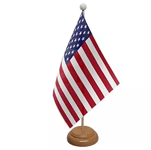 BANDERA DE MESA DE EE. UU. 9""X6"" CON BANDERAS BASE DE MADERA ESTADOS UNIDOS DE AMÉRICA AMERICANA - Imagen 1 de 1