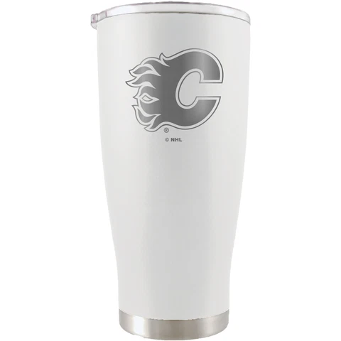 Calgary Flames 20oz. Etched Team Logo Tumbler - White Cover