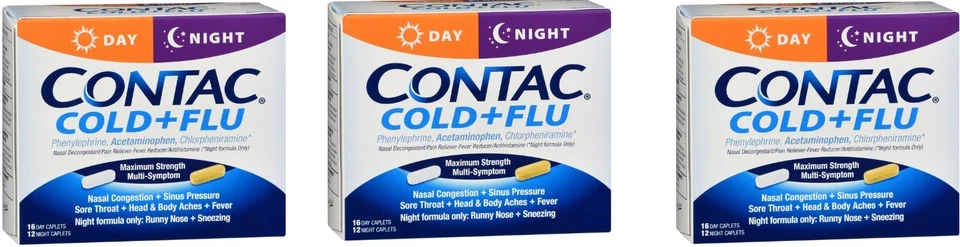 Cápsula día/noche para gripe resfriada Contac 28 quilates (paquete de 3) Foto 1 de 1