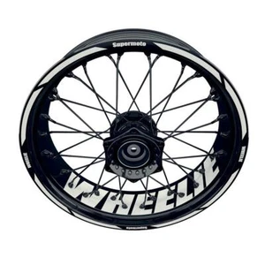 Pegatina llanta moto Wheelsticker Wheelie blanco Supermoto - Imagen 1 de 2