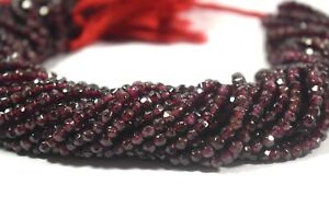 Natural Red Garnet Faceted Gemstone 4-6MM Jewelry Making Round Beads 12" Strand