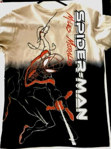 Marvel Spiderman Miles Morales Double Sided Boys Graphic Short Sleeve T-Shirt - Picture 1 of 5